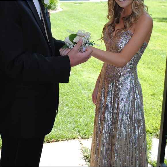 PROM DRESS - silver sequin gown - Picture 2 of 6